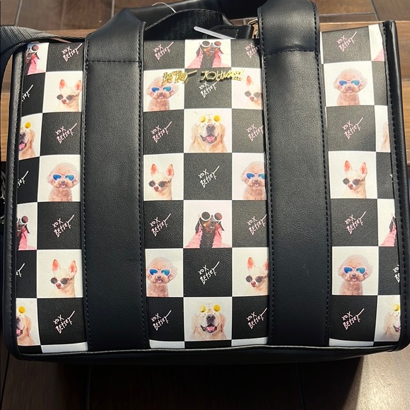 Betsey Johnson Black and Multicolor Dog Print Tote - Picture 12 of 13